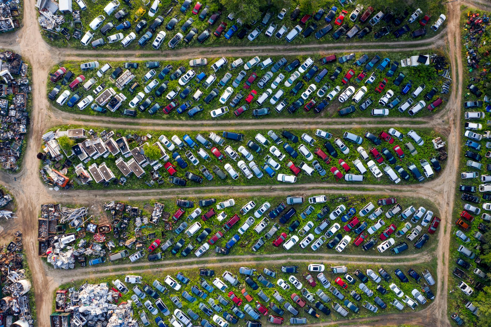 aerial view of automobile junkyard 1